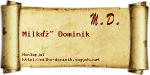 Milkó Dominik névjegykártya